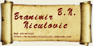 Branimir Niculović vizit kartica